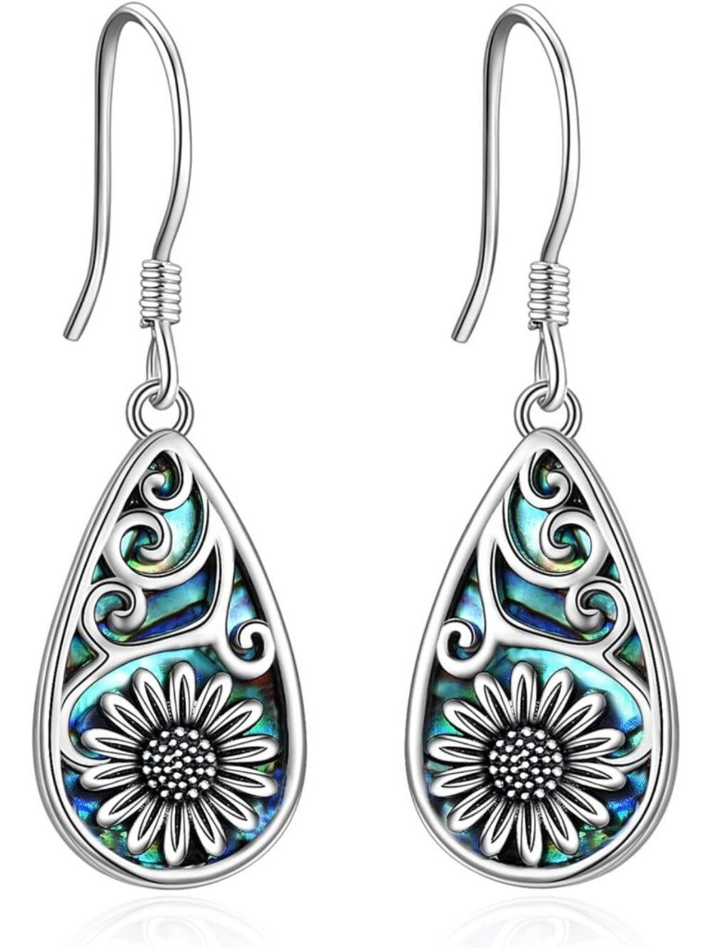 Sterling Silver Tree of Life Dangle Earrings, Abalone Shell Jewelry Gift for Her